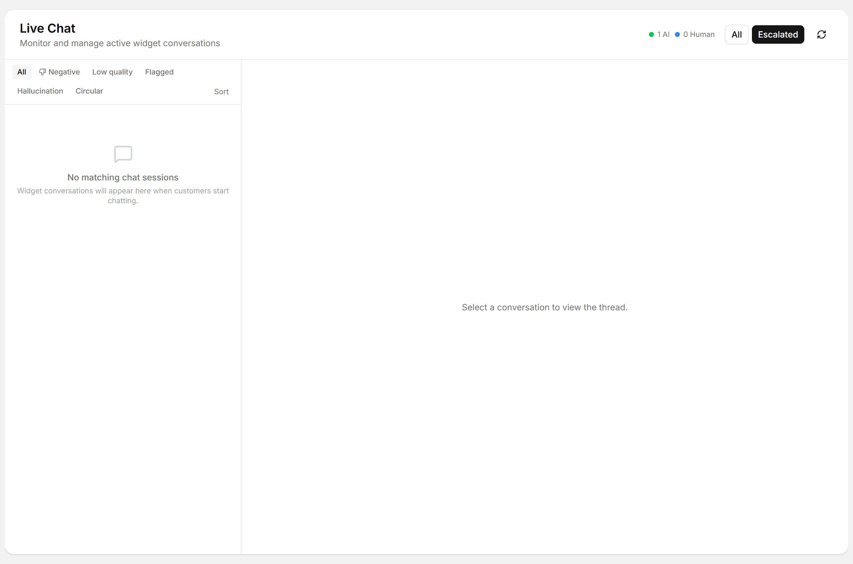 Conversations view with all customer threads in one place